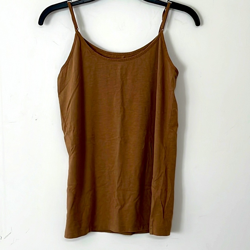 🌞 Time & Tru Cami tank top brown spaghetti straps fitted versatile women size L